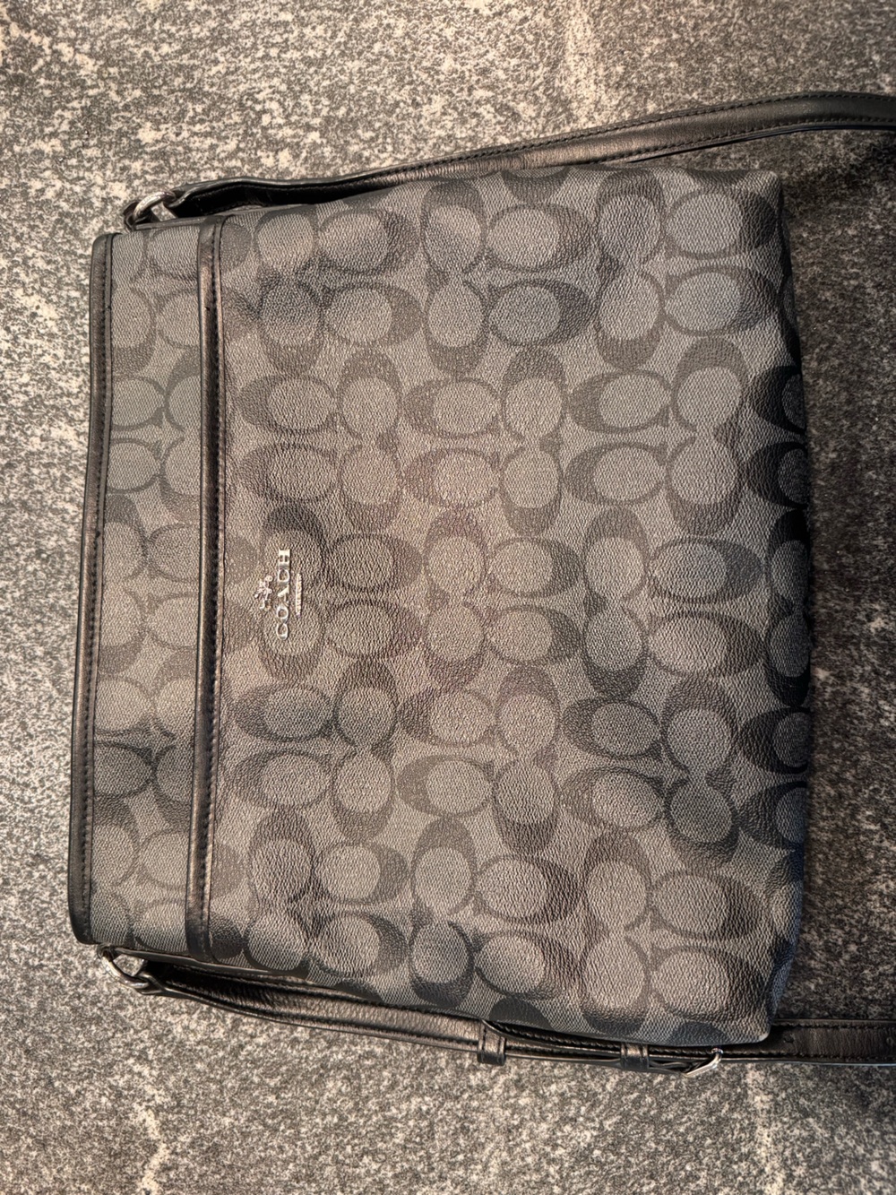 Coach Black Signature Crossbody Messenger Bag - Monogram Canvas